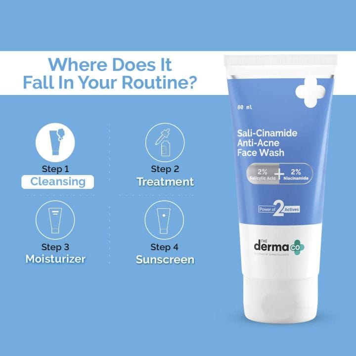 The Derma Co Sali-Cinamide Anti-Acne Face Wash with 2% Salicylic Acid & 2% Niacinamide | 80ml