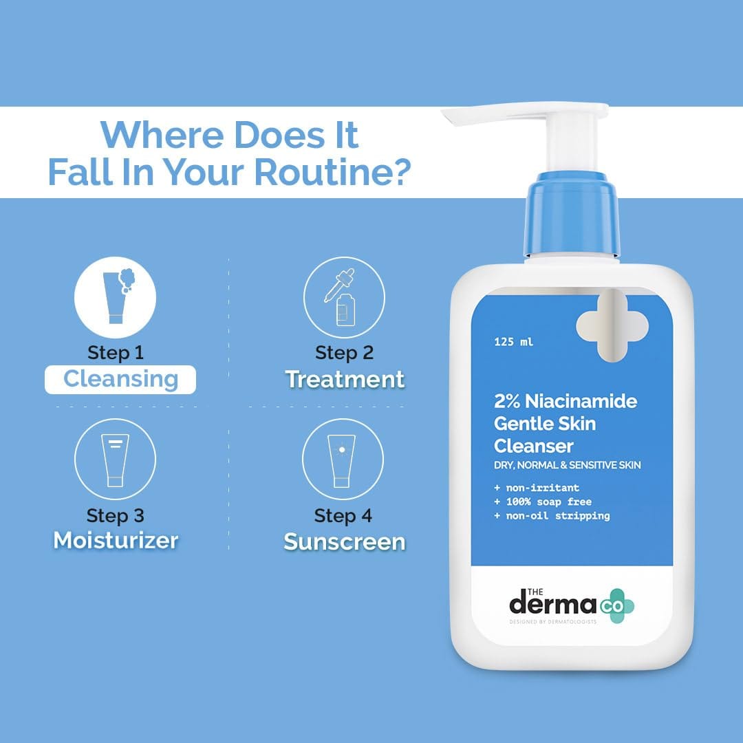 The Derma Co. 2% Niacinamide Gentle Skin Cleanser for Sensitive, Dry & Normal Skin | 125m