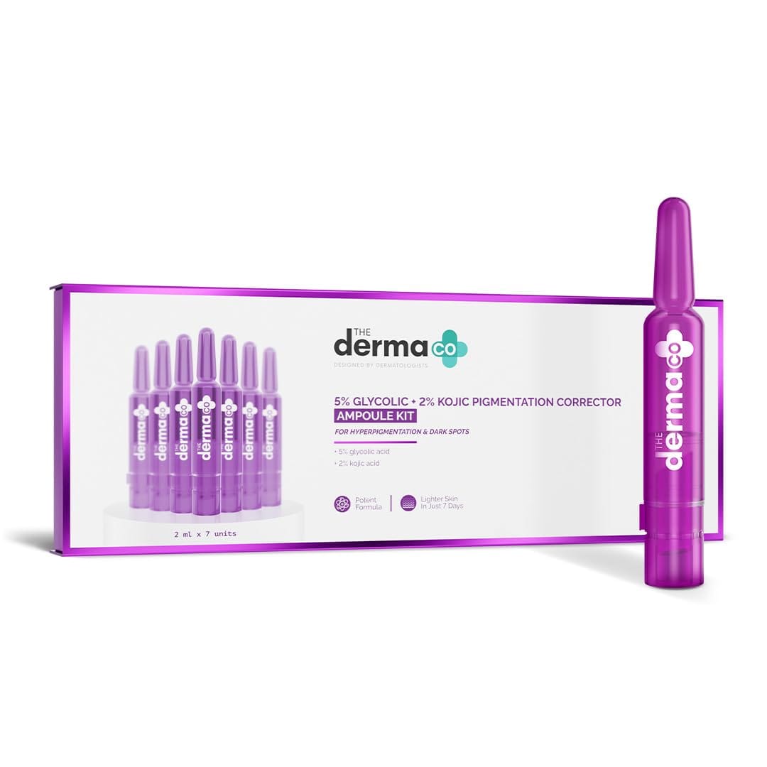 The Derma Co. 5% Glycolic + 2% Kojic Pigmentation Corrector Ampoule Kit | 14ml
