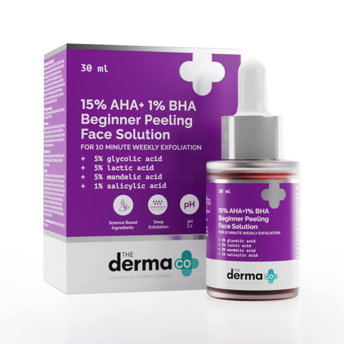 The Derma Co 15% AHA + 1% BHA Beginner Face Peeling Solution | 30 ml