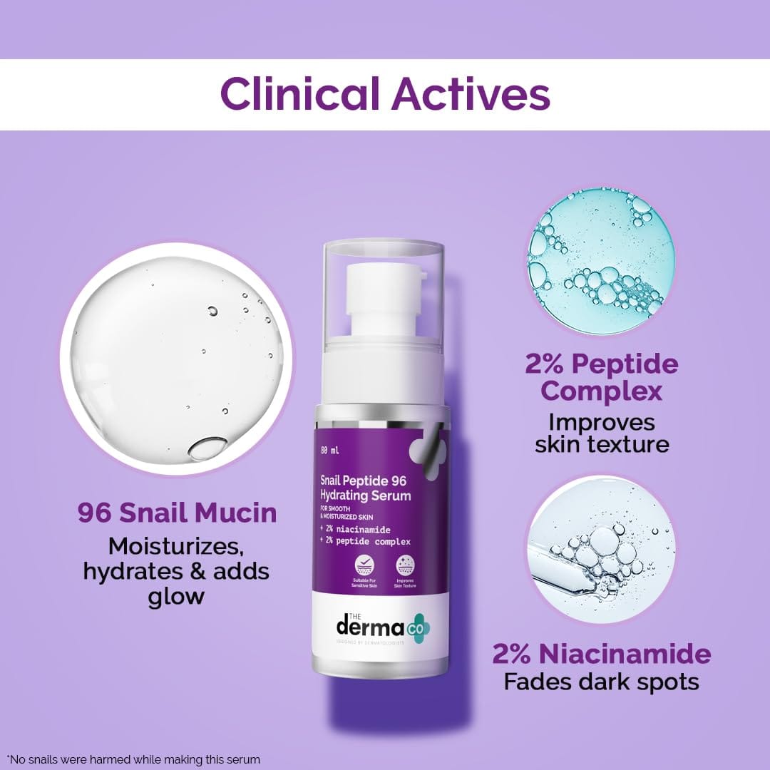 The Derma Co Snail Peptide 96 Hydrating Serum | 80ml