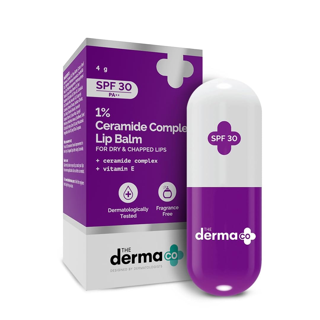 The Derma Co 1% Ceramide Complex Lip Balm with Ceramides & Vitamin E, SPF 30 PA++ for Dry & Chapped Lips | 4g