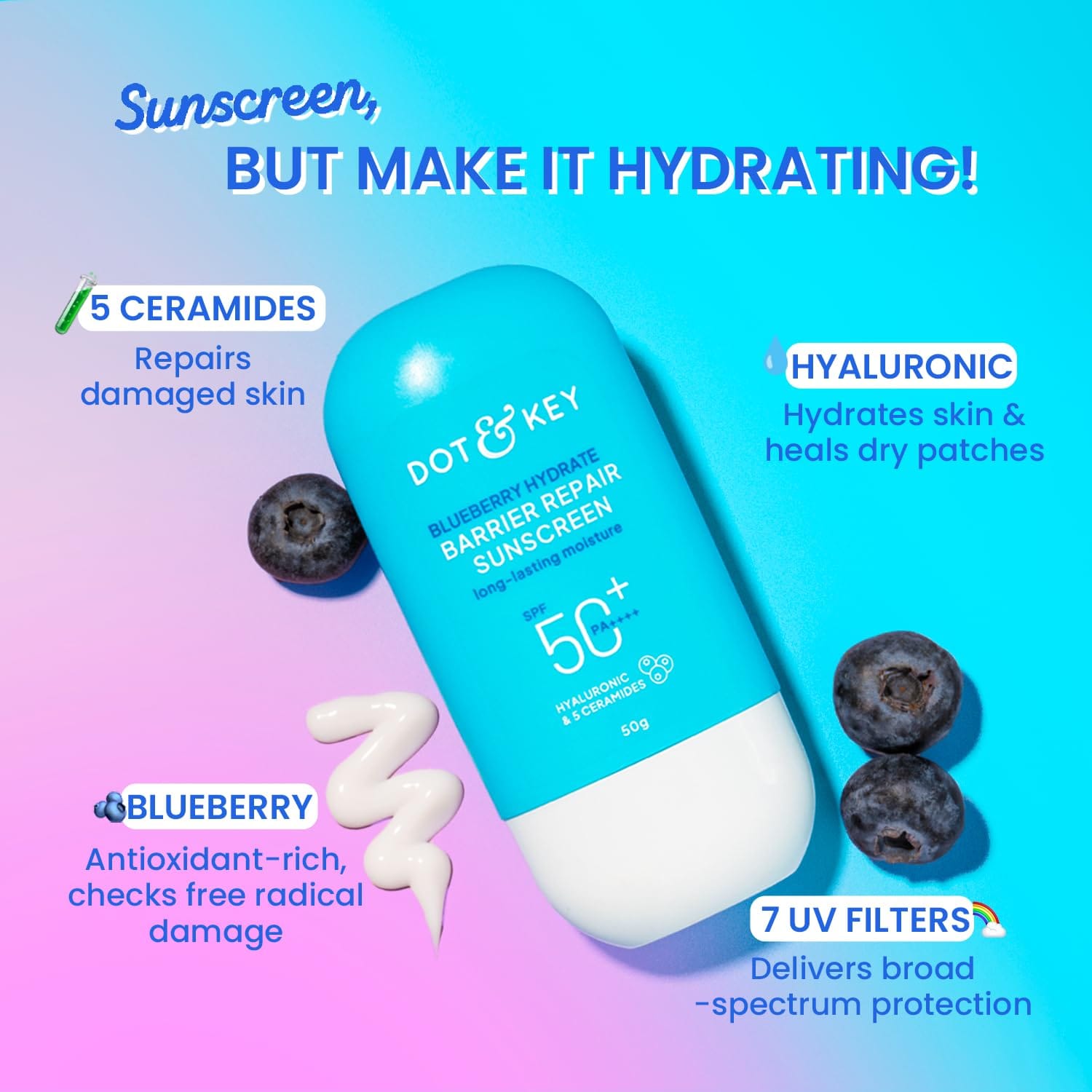 Dot & Key Blueberry Hydrate Barrier Repair Sunscreen SPF 50+ PA++++