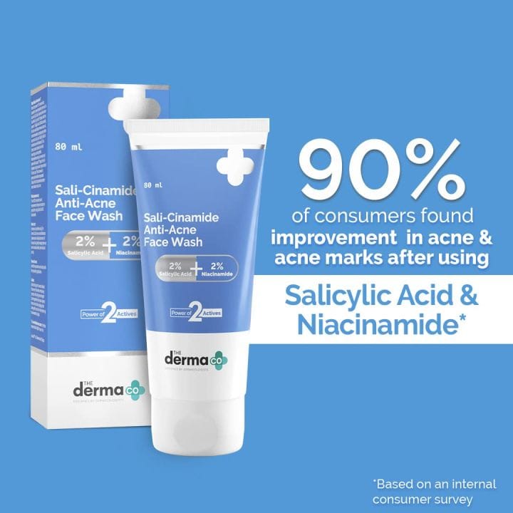 The Derma Co Sali-Cinamide Anti-Acne Face Wash with 2% Salicylic Acid & 2% Niacinamide | 80ml