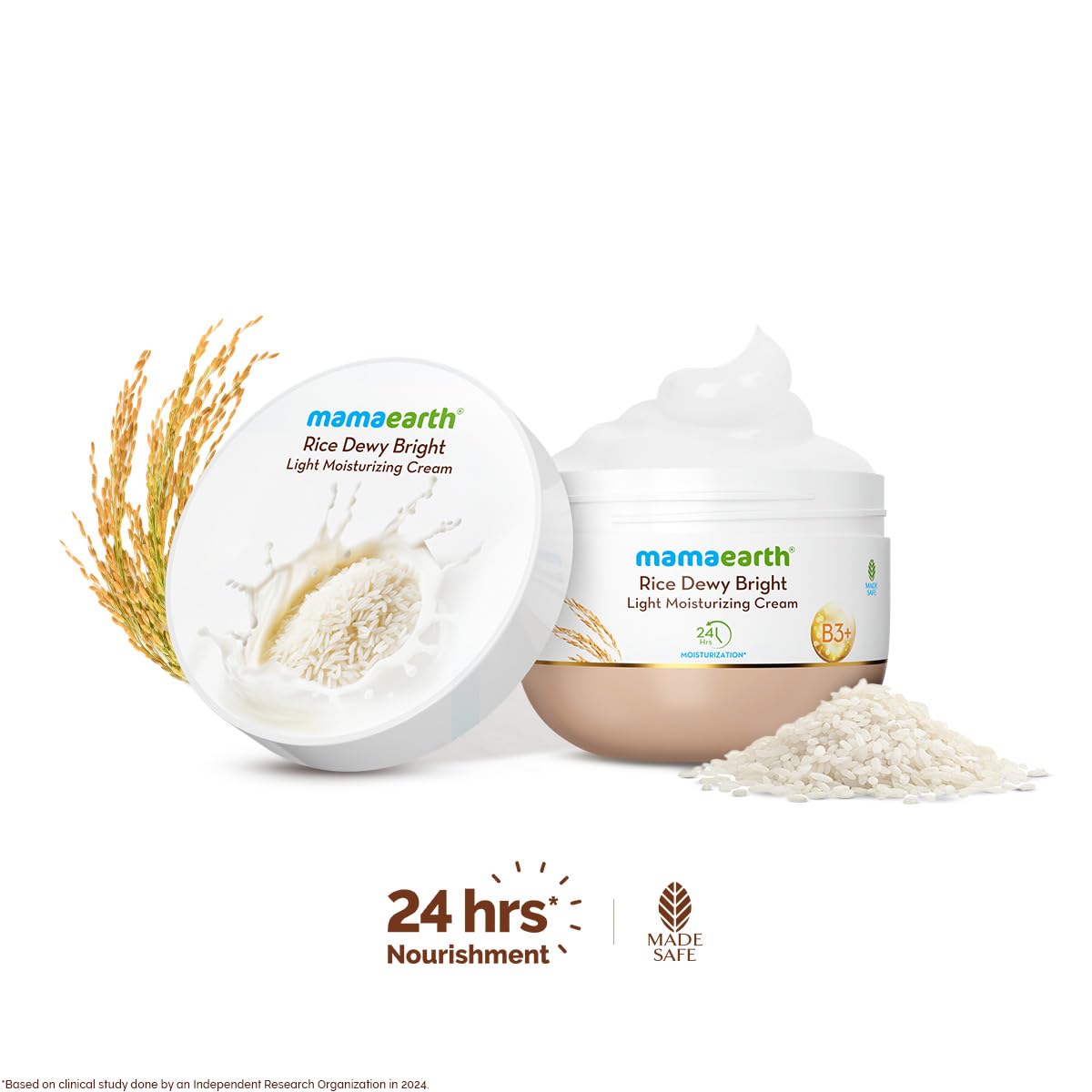 Mamaearth Rice Dewy Bright Light Moisturizing Cream With Rice Water & Niacinamide For Glass-Skin | 50gm