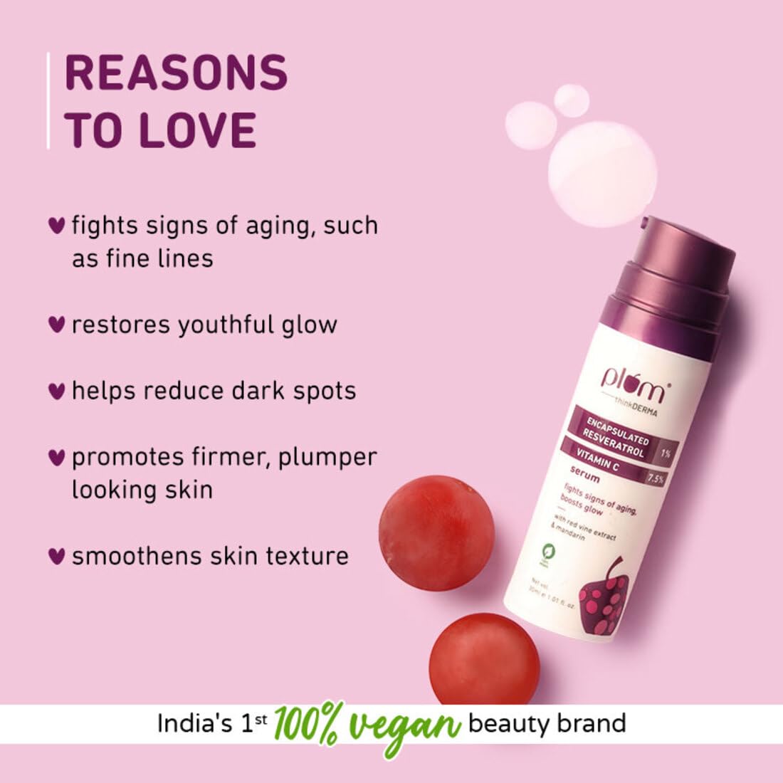 Plum 1% Encapsulated Resveratrol & 7.5% Vitamin C Face Serum | 30ml