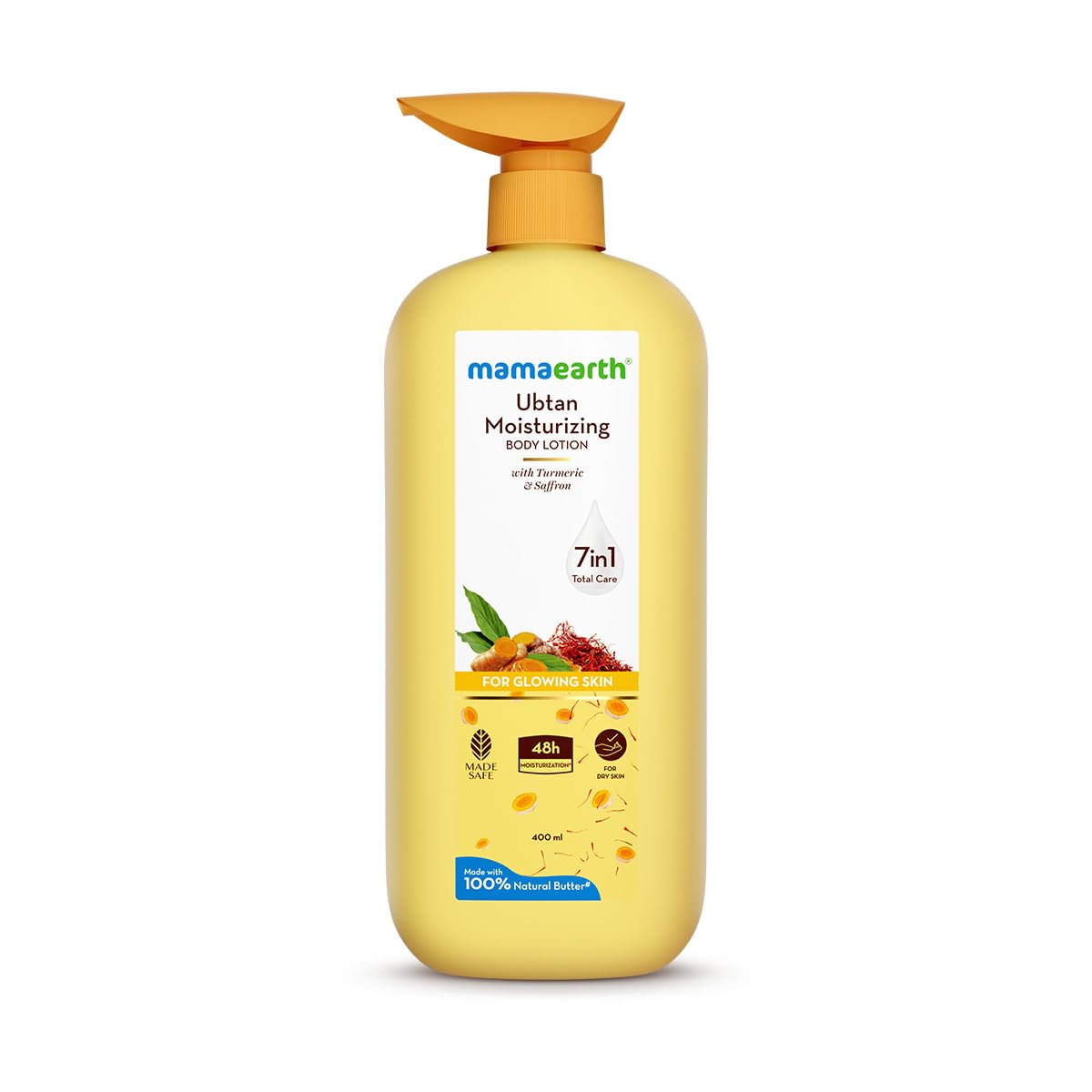 Mamaearth Ubtan Moisturizing Body Lotion with Turmeric & Saffron for Glowing Skin | 400ml