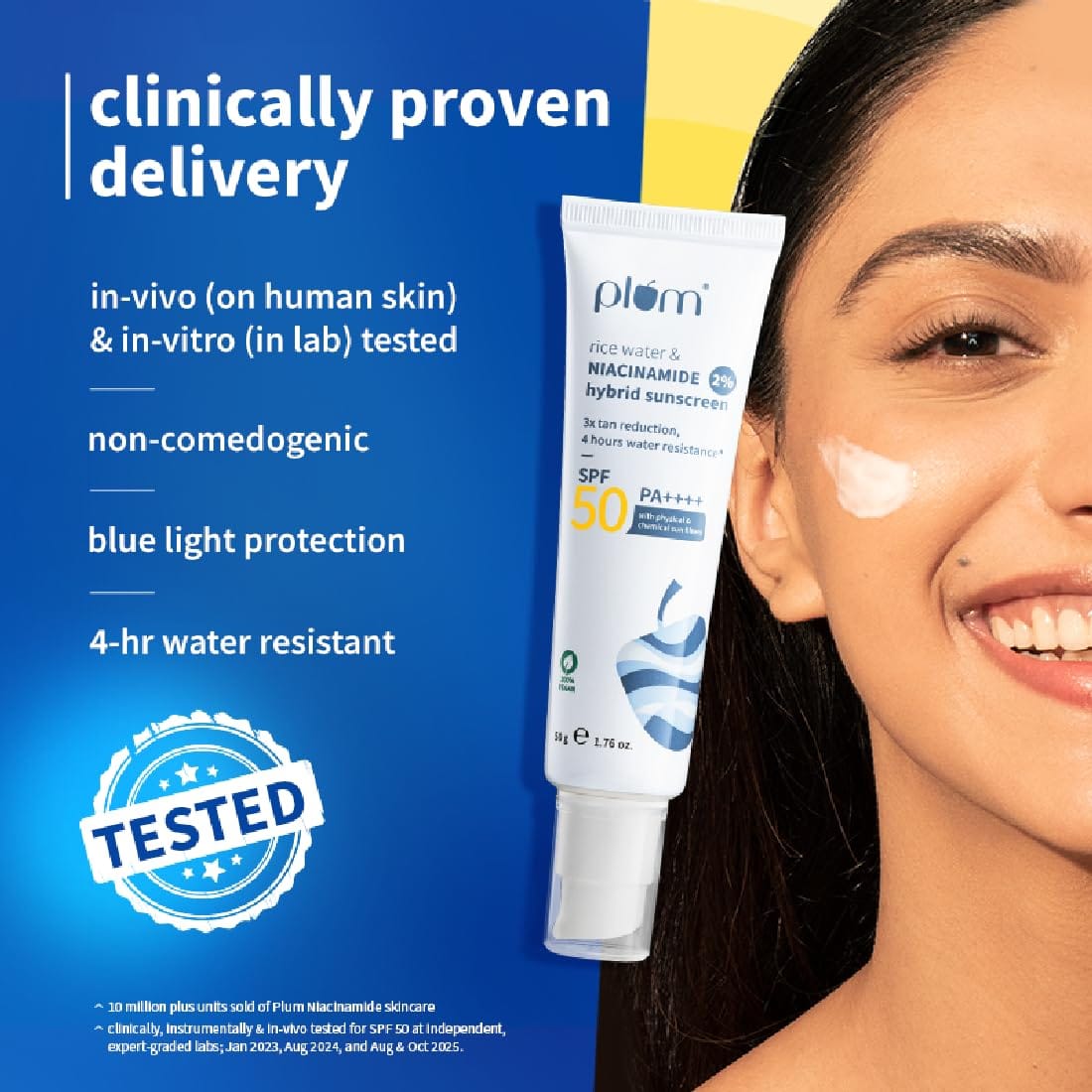 Plum 2% Niacinamide Sunscreen SPF 50 PA+++ With Rice Water | 50g