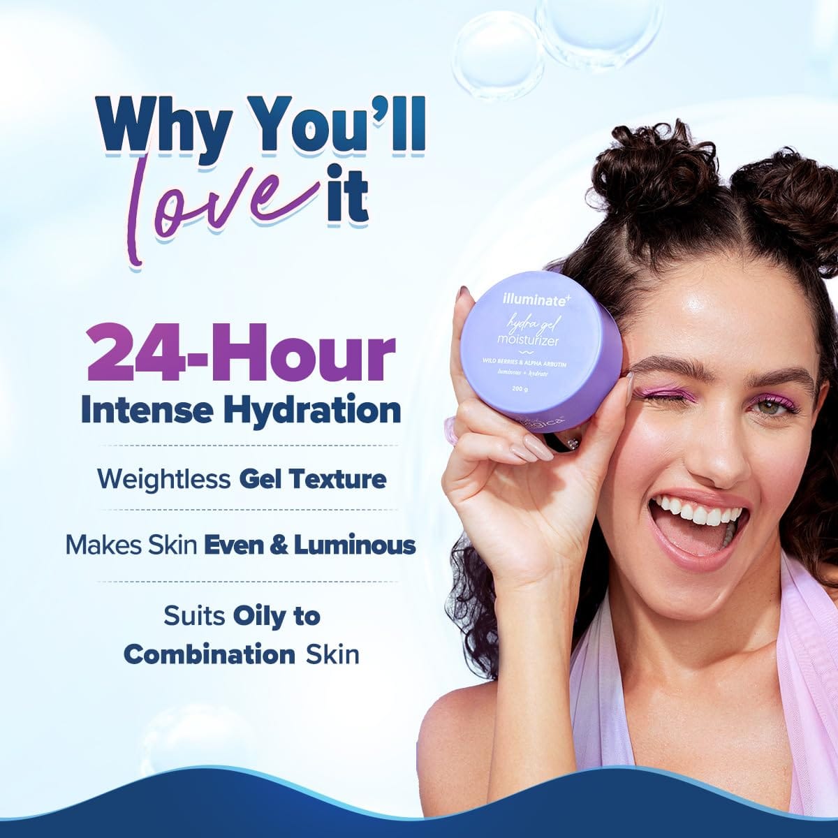 Aqualogica Illuminate + Hydra Gel Moisturizer with Wild Berries & Alpha Arbutin | 200gm